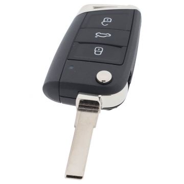Volkswagen clé pliante à 3 boutons - lame de clé droite avec encoche côté avec électronique 433MHZ - ID48 transpondeur 5G0959752BC - 5G0959752BK