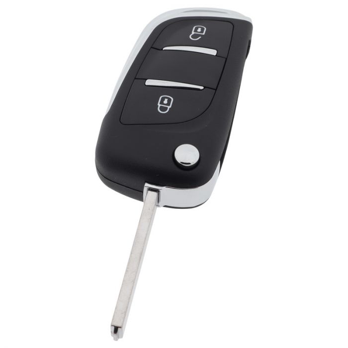 Peugeot clé pliante à 2 boutons - lame de clé droite - batterie dans le boîtier (kit de conversion) main product photo