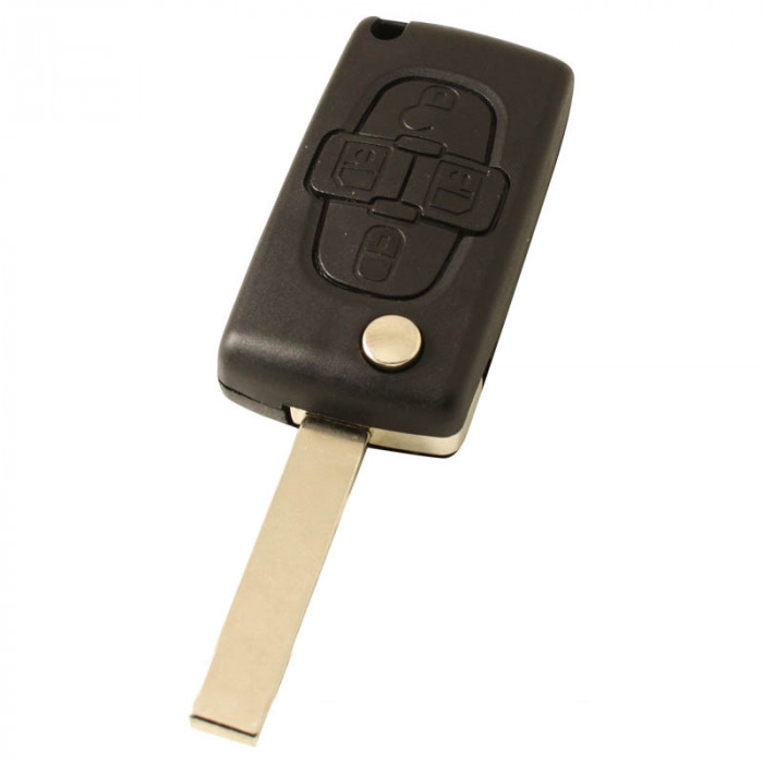 Clé pliante Citroën 4 boutons - lame de clé droite avec électronique 433MHZ - transpondeur PCF7941 - batterie sur puce main product photo