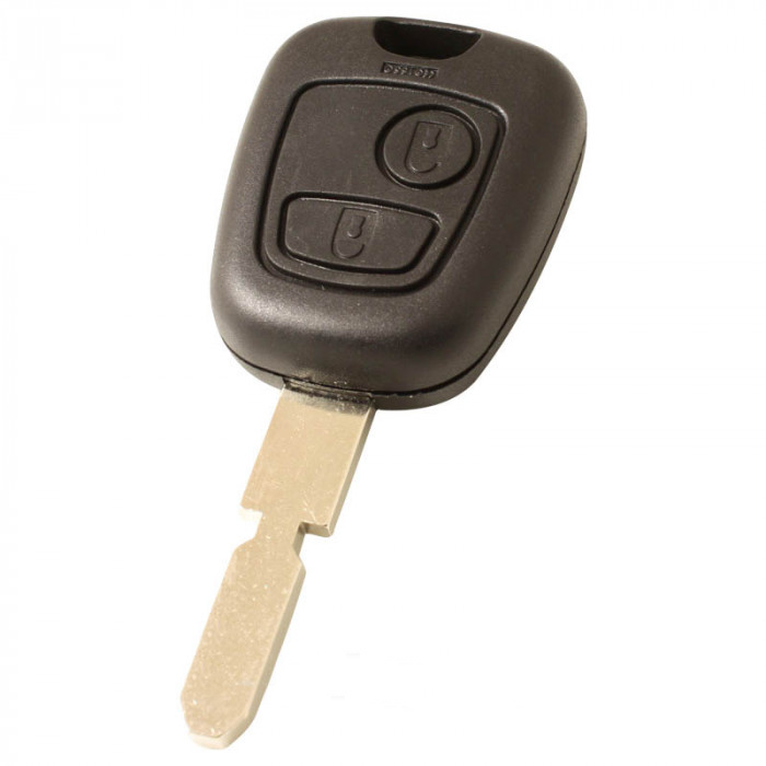 Boîtier de clé Citroën à 2 boutons - point de lame de clé avec encoche centrale avec électronique 433MHZ - transpondeur PCF7961 main product photo