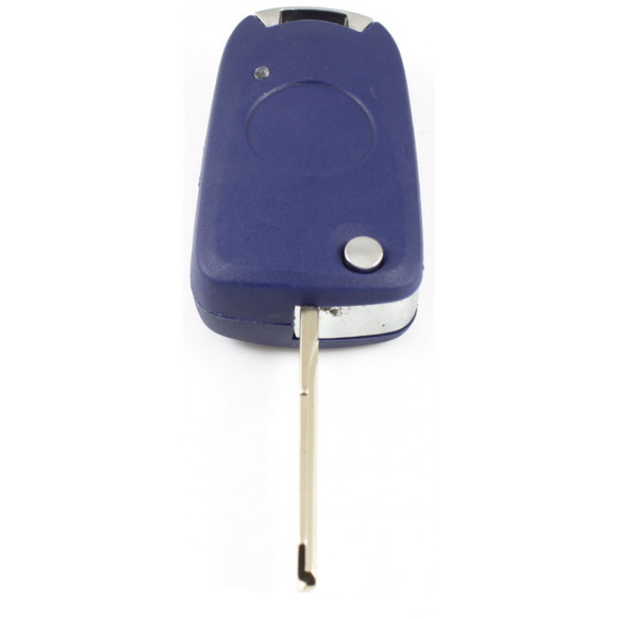 1Fiat - -clé pliante bleue - pointe de la lame de la clé avec bouton poussoir sur le côté main product photo