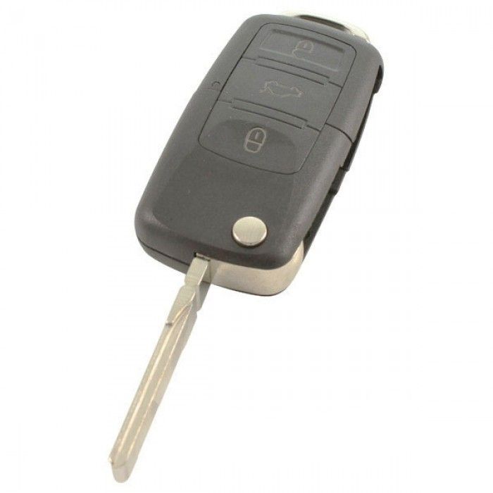 Siège Clé pliante à 3 boutons avec bouton de panique - lame de clé droite avec encoche latérale main product photo