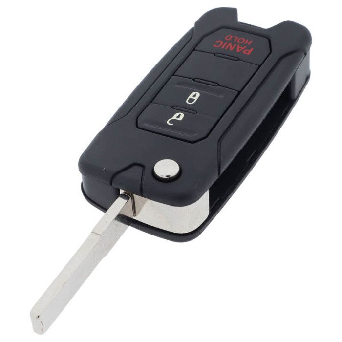 Jeep Clé pliante à 2 boutons avec bouton panique - lame de clé droite main product photo