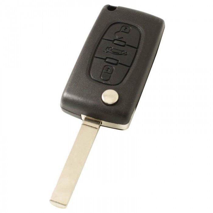 Clé pliante Citroën 3 boutons - lame de clé droite avec électronique 433MHZ - transpondeur PCF7941 - batterie sur puce - bouton poussoir pour le démarrage main product photo