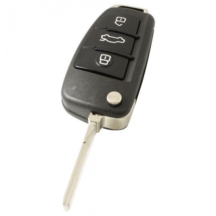 Audi 3-button folding key - lame de clé droite avec électronique 433MHZ - ID48 transponder main product photo