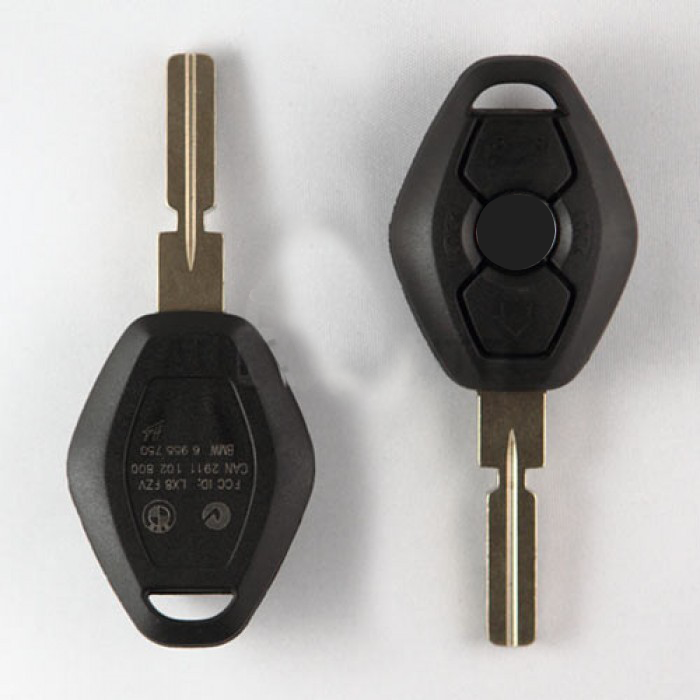 Boîtier de clé BMW à 3 boutons - lame de clé droite avec encoche centrale avec électronique 434MHZ - 7935 transpondeur main product photo