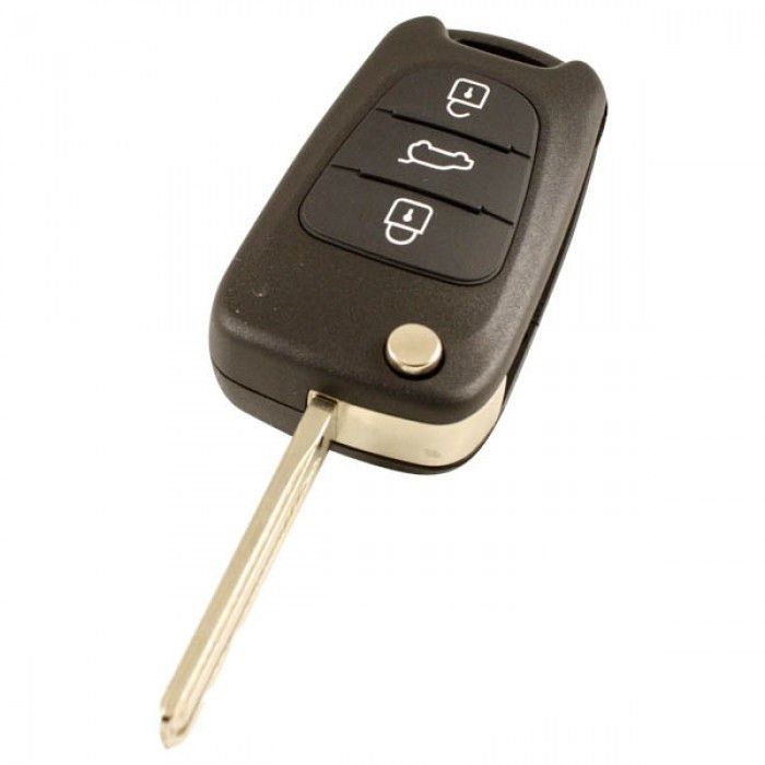 Clé pliante Hyundai 3 boutons - lame de clé droite avec électronique 433MHZ - ID4D60 transpondeur pour Hyundai I30 main product photo