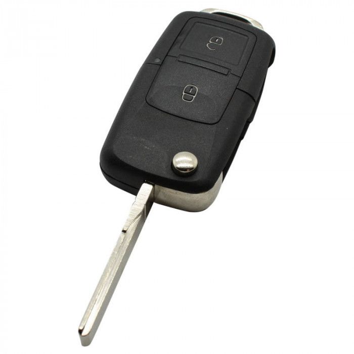 Clé pliante Skoda 2 boutons - lame de clé droite avec encoche avec électronique 433MHZ - ID48 transpondeur - 1JO959753AG main product photo