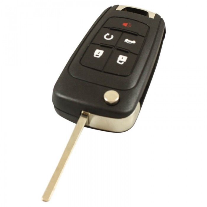 Chevrolet Clé pliante à 4 boutons avec bouton panique - lame de clé droite avec électronique 434MHZ - PCF7952 transpondeur main product photo